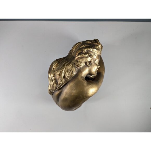 Vintage Chalkware Nude Female Figure, Gold Painted Plaster Semi-Nude Woman - Picture 8 of 10